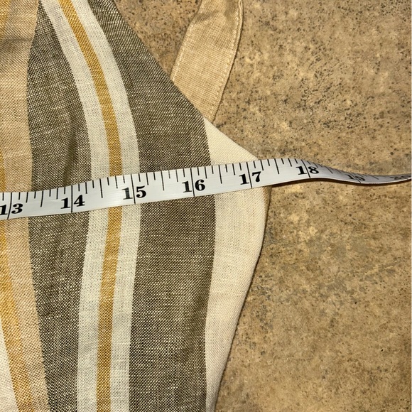 Romeo & Juliet Couture jumpsuit - tan/green striped linen blend sleeveless NWT - Picture 10 of 11